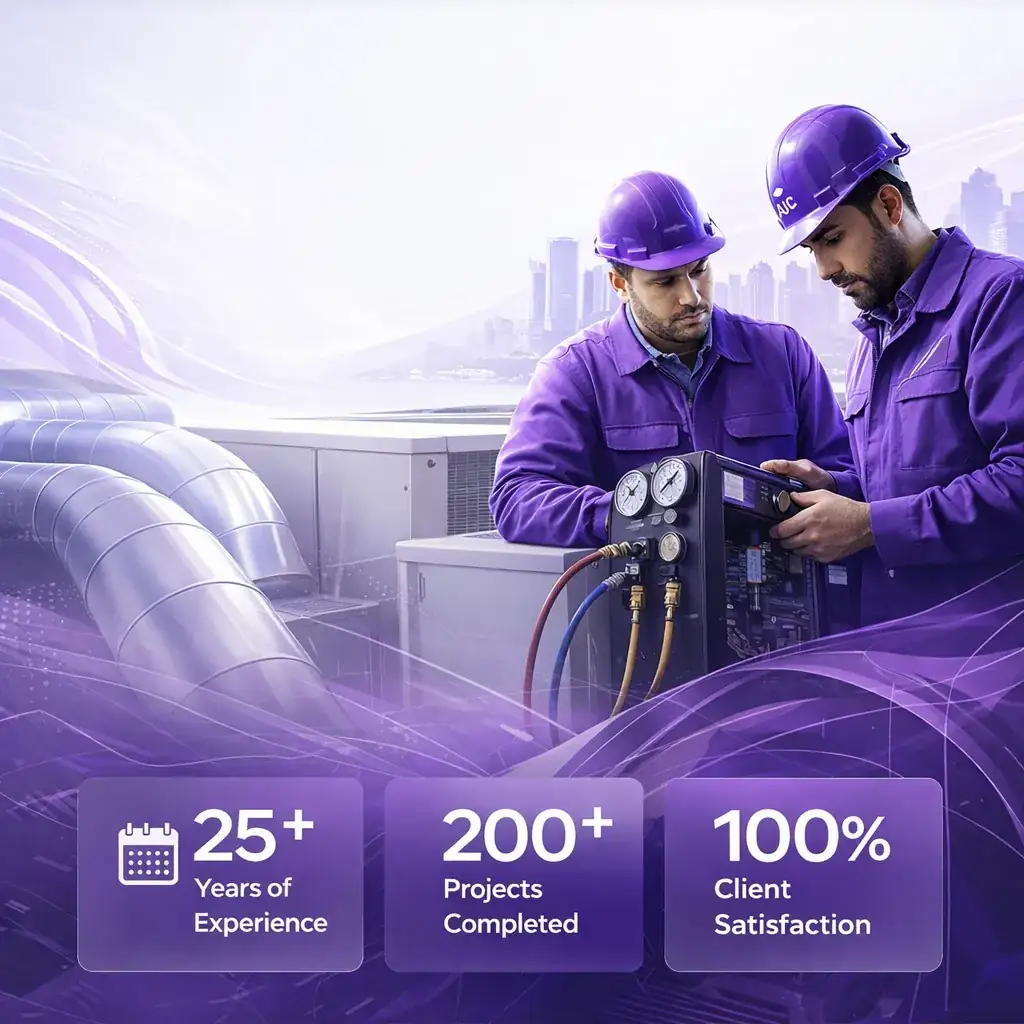 Al-Jumerah Atqaan HVAC engineers with 25+ years experience and 200+ projects completed